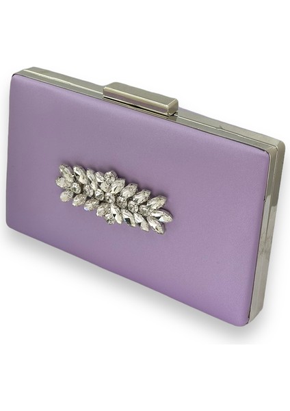 Lila Renk Çizilmeyen Saten Gümüş Taşlı Abiye Çanta Düğün Nişan Çantası fiyatları