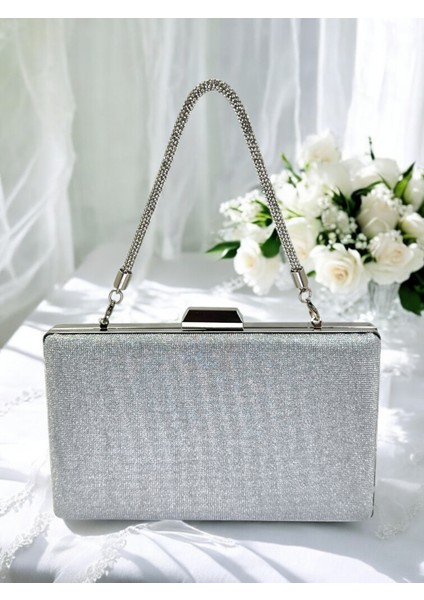 Gümüş Gri Lame Renk Taş Sim Dökülmeyen Sim Kadın Abiye Çanta Düğün Nişan Mezuniyet fiyatları