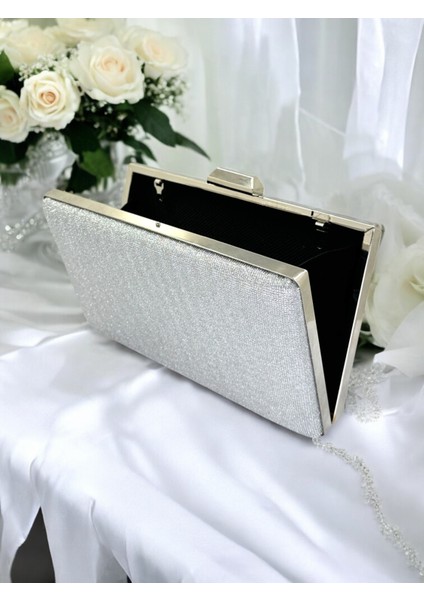 Gümüş Gri Lame Renk Taş Sim Dökülmeyen Sim Kadın Abiye Çanta Düğün Nişan Mezuniyet modelleri