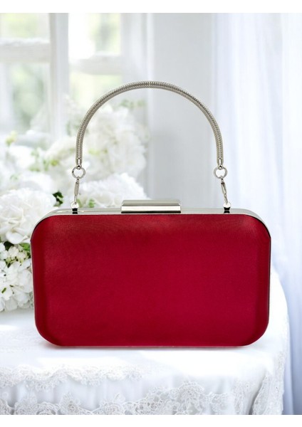 Bordo Kristal Taşlı Metal Saplı Saten Kadın Gece Çantası Abiye Çanta Düğün Nişan Mezuniyet fiyatları