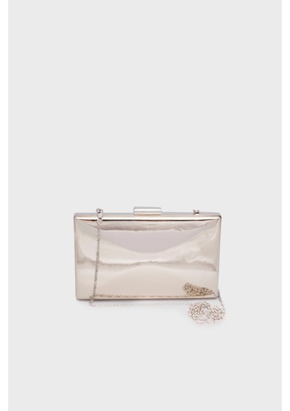 Gold Dore Altın Renk Ithal Ayna Deri Saten Abiye Çanta Gece Çantası Düğün Çantası