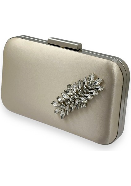 Ten Nude Renk Saten Gümüş Kasalı Gümüş Taşlı Abiye Çanta Gece Çantası Düğün Nişan Portföy fiyatları