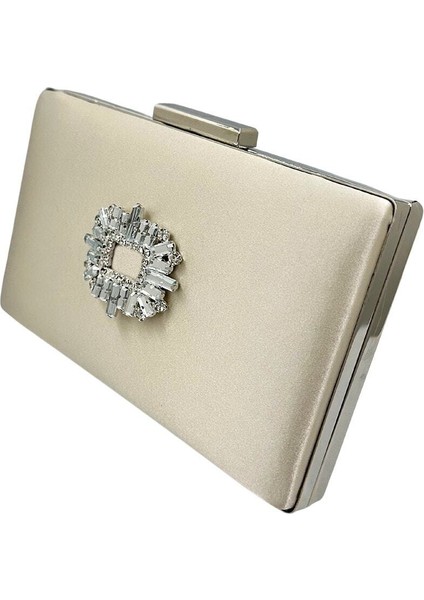 Ten Nude Renk Saten Gümüş Kasalı Gümüş Taşlı Abiye Çanta Gece Çantası Düğün Nişan Portföy fiyatları