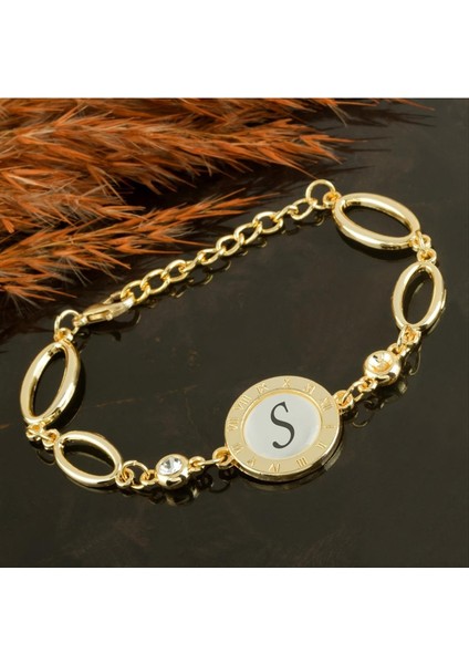 shop Harfli Yeni Sezon Metal Taşlı Bileklik-S