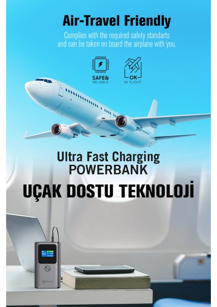 Ultra Hızlı Şarj 130W Tft Ekranlı Laptop ve Tablet Şarj Edebilen Powerbank Premium Serisi indirimleri