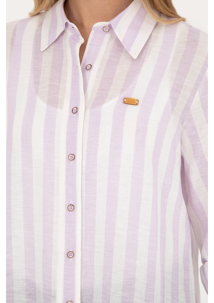 Kadın Lila Gömlek Desenli 50288408-VR034