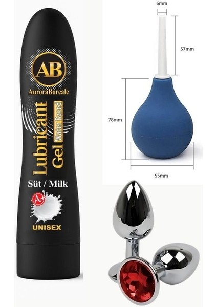 Auroraboreale Ab Set A+Süt Aromalı Yenilebilir Kayganlaştırıcı Jel 125 Ml+Anal Plug+Pompa SETQWP0XD2TÇ