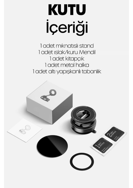 Magnetpro 360° Ayarlanabilir Vakumlu Mıknatıslı Magsafe Araç Içi ve Masa Üstü Telefon Tutucu Beyaz