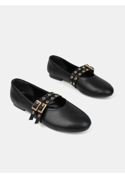 Siyah Zımbalı Kadın Günlük Babet fiyatları