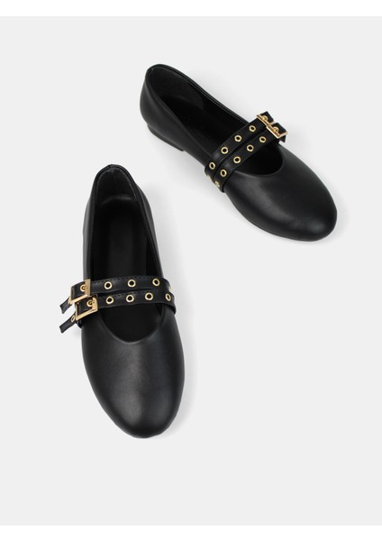 Siyah Zımbalı Kadın Günlük Babet indirimleri