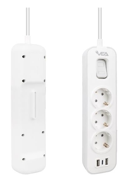VE-NOVA103U A Class 3'lü 2 Usb'li Anahtarlı 1.5 Metre Akım Korumalı Priz fiyatları