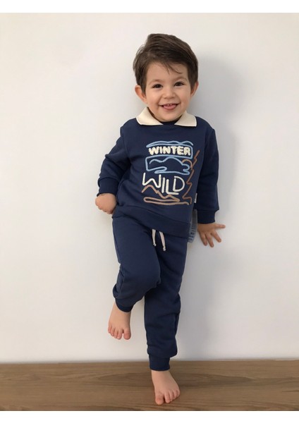 Erkek Çocuk Sweatshirt Eşofman Takımı Erkek Çocuk Alt Üst Takım Çocuk Alt Üst Giyim Lacivert Çocuk Eşofman Takımı modelleri