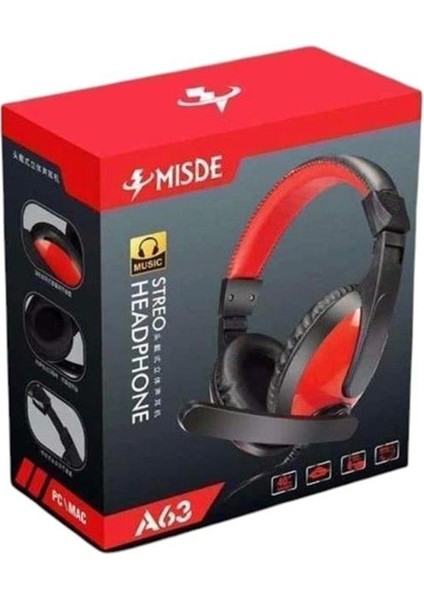 A63 Misde 3.5 mm Aux Girişli Stereo Mikrofonlu Kulak Üstü Oyuncu Kulaklık fiyatları