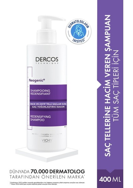Vichy Dercos Neogenic Yoğunlaştırıcı Şampuan 400 ml indirimleri