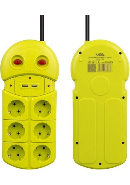 VE-970USB 6'lı 2 Usb'li 1.5 Metre Grup Priz