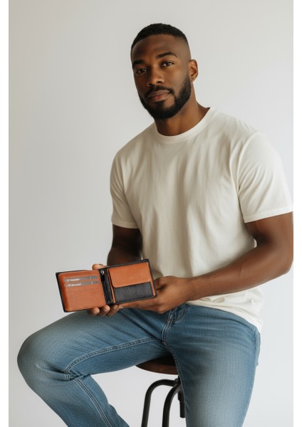 2903 1.Sınıf İşçilik Lüks Hakiki Gerçek Deri Evlilik Yıldönümü Hediye Sevgiliye Fermuarlı Gizli Göz Bozuk Para Cepli Altın Takı Koyma Gözlü Siyah Taba Renk Gerçek Arsel Deri Erkek Cüzdan