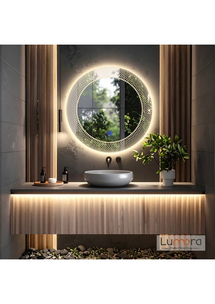 Zenith Günışığı Led'li Lazer Kumlamalı Lavabo & Banyo Aynası (Dokunmatik Sensörlü)
