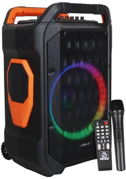 Sl-10 120 Watt Taşınabilir Seyyar Amfi Hoparlör Kablosuz 1 El + 1 Yaka Mikrofonlu Kumandalı Usb+Sd+Bt