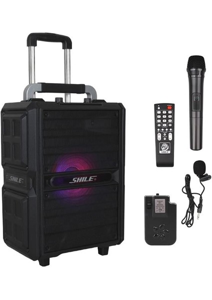 SL-2017 50 Watt Taşınabilir Seyyar Aktif Amfi Hoparlör Kablosuz El + Yaka Mikrofonlu Usb+Sd+Bt Kumandalı