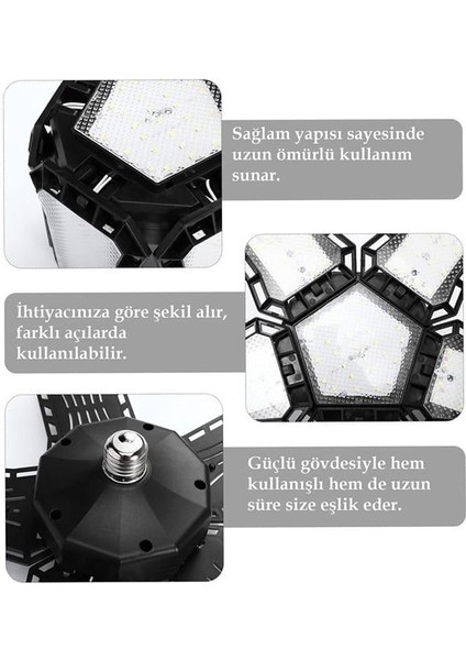 Ayarlanabilir Açılı 5 Kanatlı 148 Smd Ledli Galaxy Projektör Işığı 60W 6600 Lumen E27 32CM Çap fiyatları