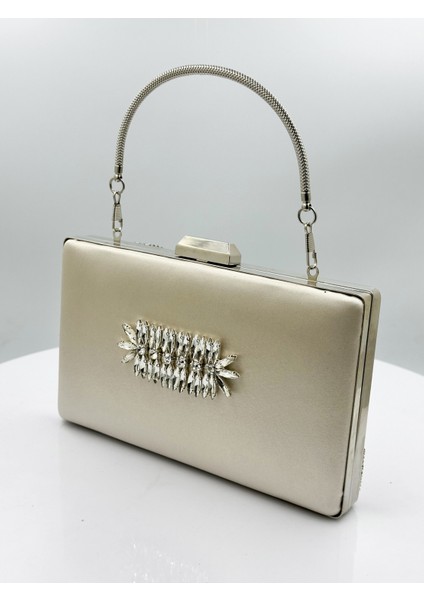 Ten Nude Renk Saten Gümüş Kasalı Gümüş Taşlı Abiye Çanta Gece Çantası Düğün Nişan Portföy fiyatları