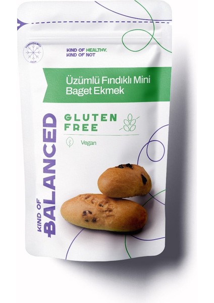 Glütensiz Üzümlü Fındıklı Mini Baget Ekmek 5 Adet x 60 gr