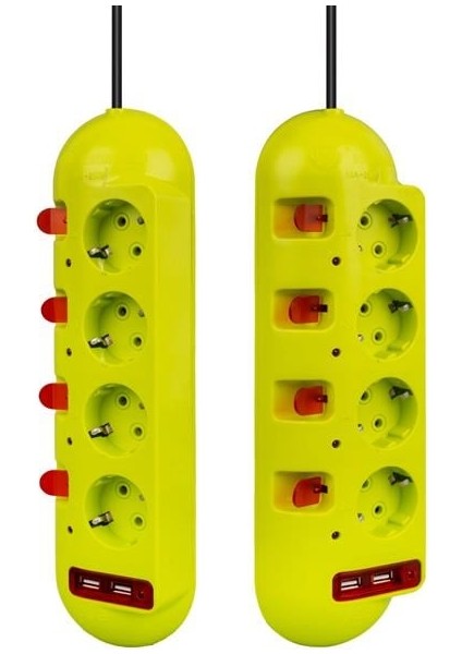 VE-E40USB 4'lü 2 Usb'li 1.5 Metre Ayrı Anahtarlı Grup Priz fiyatları