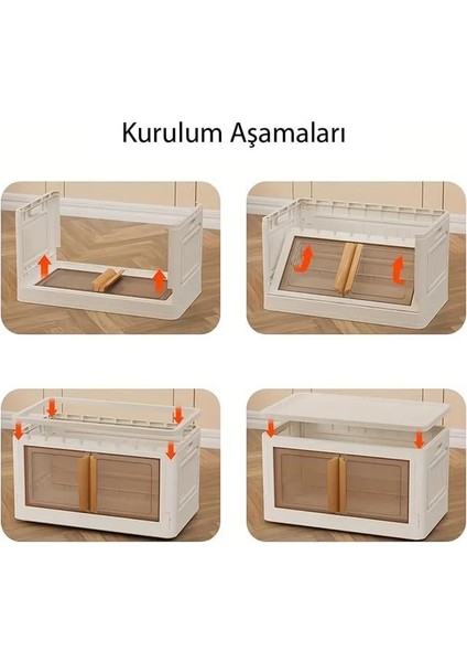 SN-25883 72L Katlanabilir Plastik Saklama Kutusu Renkli Kapaklı Tekerlekli 40X64X37CM fırsatları