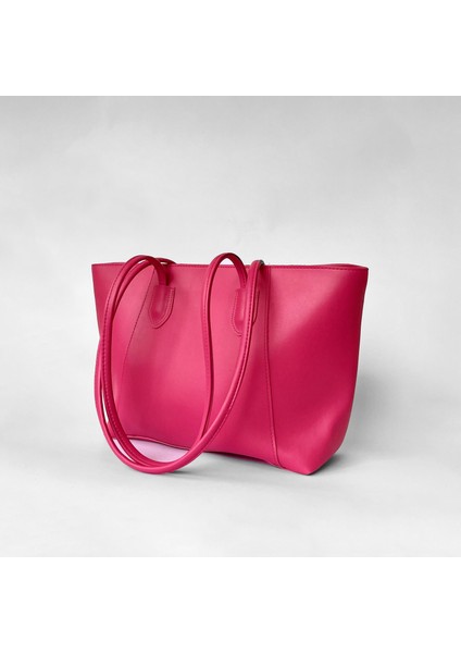Pembe Büyük Boy Omuz Çantası | Parlak Suni Deri | Günlük & Şık Kullanım fiyatları