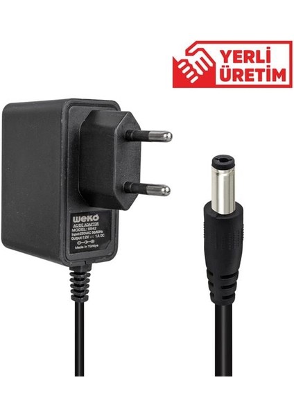 12 Volt 1 Amper 10 Watt Plastik Kasa Priz Tipi Adaptör (5.5x2.5 Uçlu)