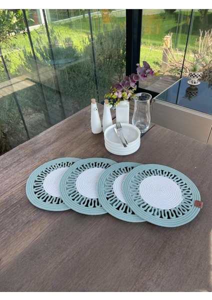 4 Kişilik Yuvarlak Amerikan Servis Özel Tasarım Su Yeşili 33 x 33 cm fiyatları