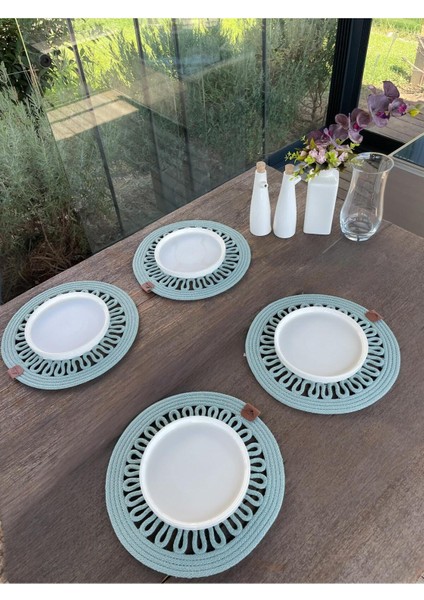 4 Kişilik Yuvarlak Amerikan Servis Özel Tasarım Su Yeşili 33 x 33 cm fırsatları