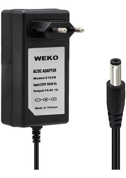 14.4 Volt - 1 Amper 5.5*2.5 Uçlu Plastik Işıklı Kasa Priz Tip Adaptör