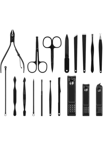 SN-27099 Siyah Paslanmaz Çelik 18IN1 Profesyonel Manikür Tırnak Bakım Seti modelleri