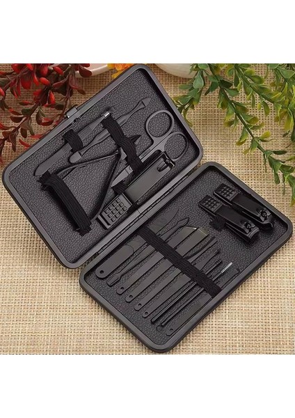 SN-27099 Siyah Paslanmaz Çelik 18IN1 Profesyonel Manikür Tırnak Bakım Seti indirimleri