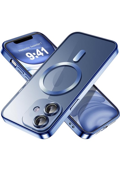 Samsung Galaxy A07 Kılıf Magsafe Wirelles Şarj Destekli Parlak Renkli Kenarlı Arkası Şeffaf Silikon Tam Kamera Lens Korumalı