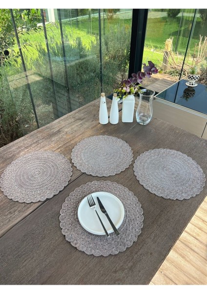 4'lü Dantel Amerikan Servis - Leke Tutmaz- Antrasit Gri 33 x 33 cm fırsatları