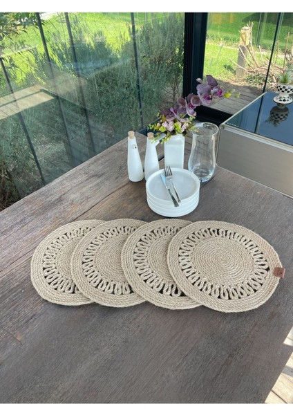 4 Kişilik Yuvarlak Amerikan Servis Özel Tasarım Jüt 33 x 33 cm modelleri