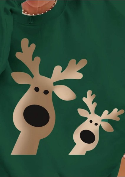 Kadın Uzun Kollu Bisiklet Yaka Geyik Desenli Viskon Iki Iplik Bluz fiyatları