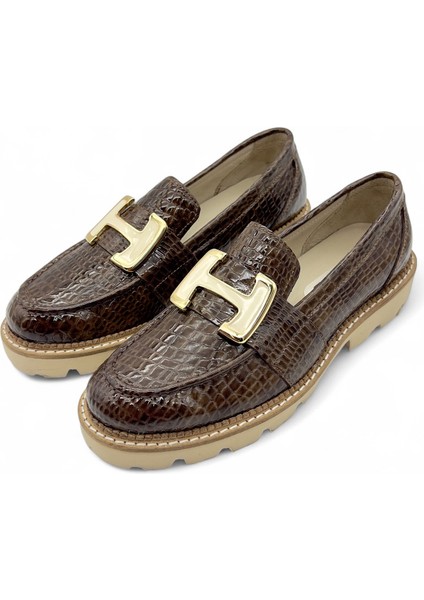 Harlow Kahve Kroko Toka Detaylı Hakiki Deri Maskülen Kadın Loafer fiyatları