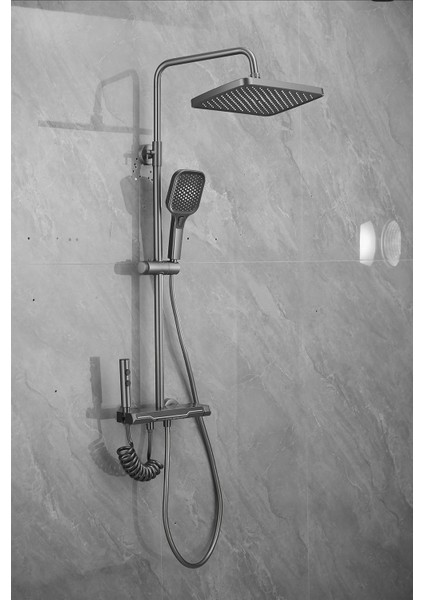 Dijital LED Göstergeli Piyano Tuşlu Termostatik Banyo Batarya Duş Sistemi Tepe Robot Duş Seti fırsatları