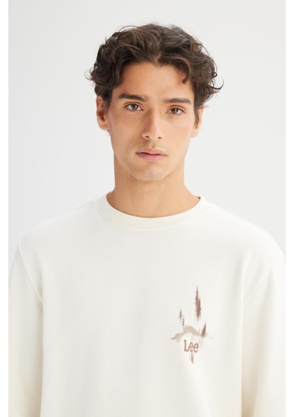 Erkek Baskılı Sweatshirt Ecru indirimleri