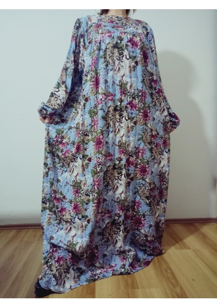 Robadan Uzun Kollu %100 Viskon Basma Çiçekli Anne Elbise, Namaz Elbisesi indirimleri