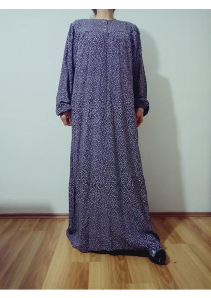 Robadan Uzun Kollu %100 Viskon Basma Çiçekli Anne Elbise, Namaz Elbisesi