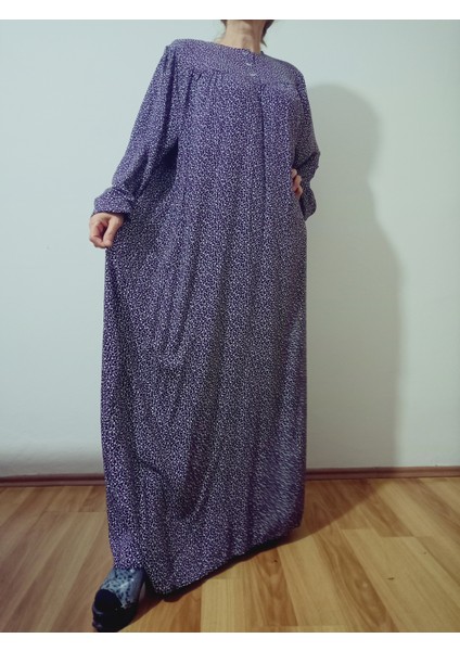 Robadan Uzun Kollu %100 Viskon Basma Çiçekli Anne Elbise, Namaz Elbisesi fiyatları