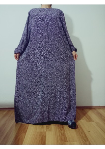 Robadan Uzun Kollu %100 Viskon Basma Çiçekli Anne Elbise, Namaz Elbisesi indirimleri