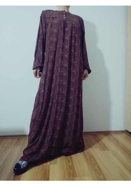 Robadan Uzun Kollu %100 Viskon Basma Çiçekli Anne Elbise, Namaz Elbisesi