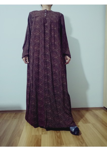 Robadan Uzun Kollu %100 Viskon Basma Çiçekli Anne Elbise, Namaz Elbisesi indirimleri