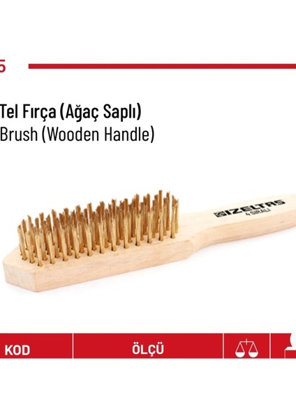 Ağaç Saplı Tel Fırça 5 Sıra