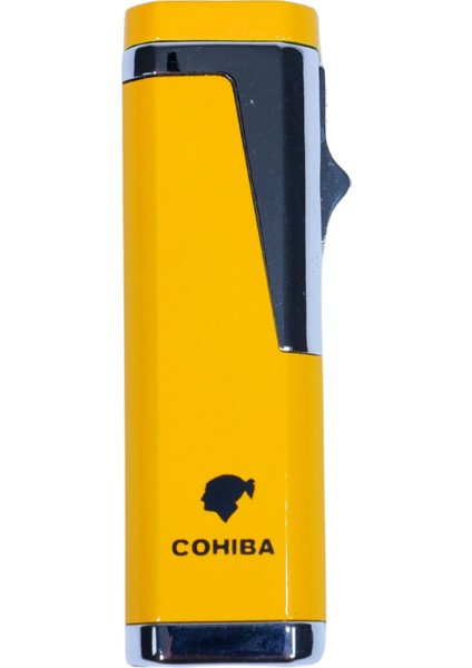 3 Torch Pürmüz Sarı Karbon Desenli Puro Çakmağı